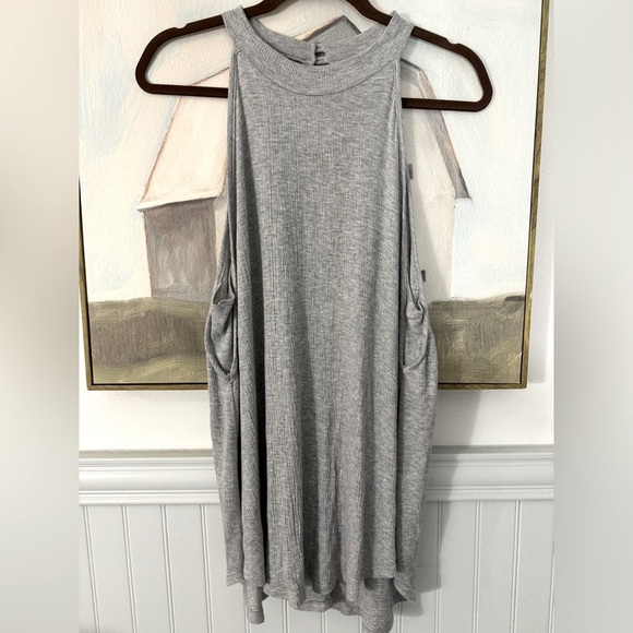 Anthropologie Tops - ANTHROPOLOGIE Lazy Sundays Grey Ribbed Halter Tank Size Small